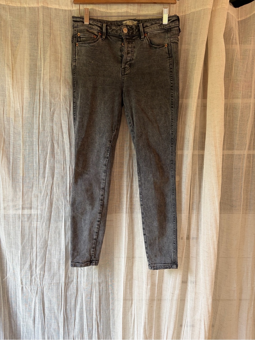 Free People Charcoal High-Rise Ankle Skinny Jeans